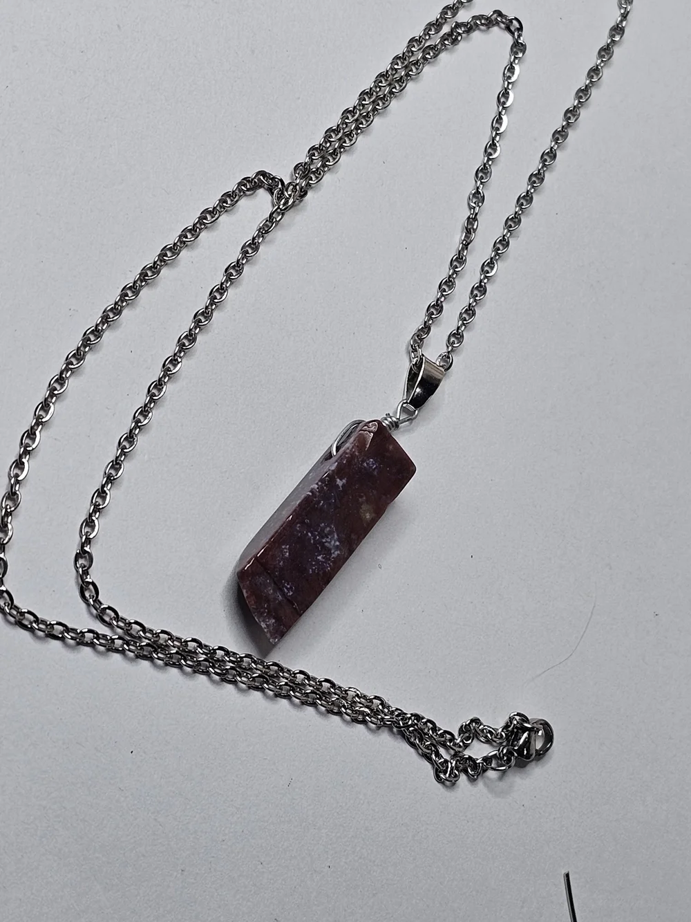 Handcrafted Maroon Stone Pendant Necklace for Men Or Women